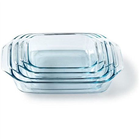 Lot de 4 plats a four - PYREX - Verre - Rectangulaire - 27/31/35/39 cm