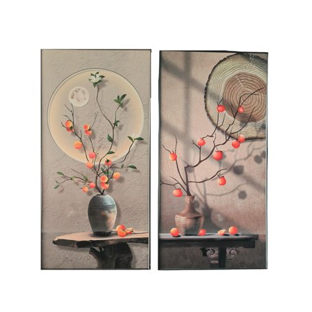 Cadre Home ESPRIT Marron Orange Oriental Vase 80 x 3