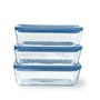 Ensemble de Boîtes à Lunch Pyrex Bleu Transparent 800 ml 3 Pièces