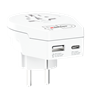 Adaptateur voyage USB A + USB C PD Monde vers Europe 2/3 poles Blanc Skross