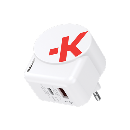 Adaptateur Chargeur Voyage USB A + USB C 65W Power Delivery Europe Blanc Skross