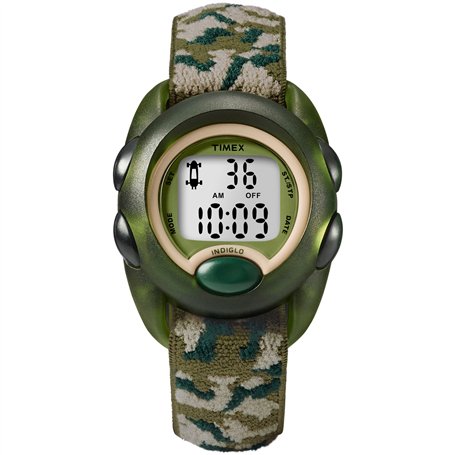 Timex Montre Digitale Enfants 34mm Boîtier Vert Bracelet en Tissu élastique Vert T71912