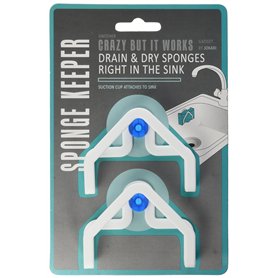 JOKARI 5007 - Sponge Holder - Porte-Éponges - Support de Rangement - Blanc 7,6 x 2,5 x 7cm - Colle à Toutes Les Surfaces Planes  JOKARI 5007 - Sponge Holder - Porte-Éponges - Support de Rangement - Blanc 7