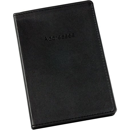 Esposti Address Book - Soft Leather Feel Stitched Cover - Black - Size 5.2 x 7.7 Inch