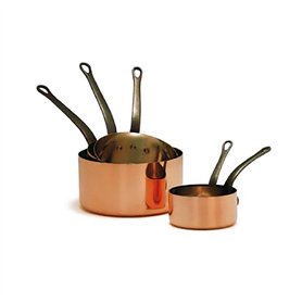 BAUMALU - Lot de 5 Casseroles Lisses - en Cuivre Massif, Intérieur Non Étamé - Tous Feux Sauf Induction - Manche Fixe en Fonte - BAUMALU - Lot de 5 Casseroles Lisses - en Cuivre Massif