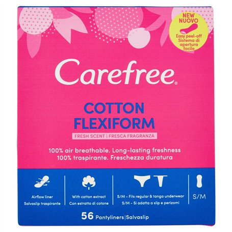 Carefree Flexiform Lot de 56 protège-slips Parfum frais Blanc