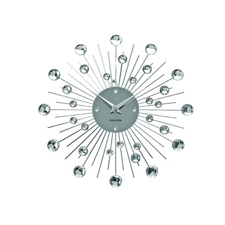 Karlsson KA4860 Horloge Murale Ronde Sunburst Crystal Medium Gris Chrome D30 cm