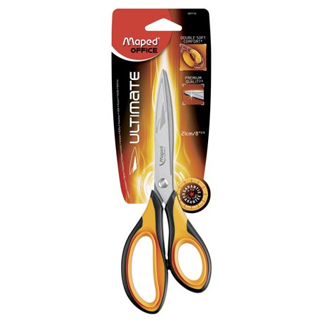Maped - Ciseaux Ultimate 21 cm ambidextres - Ciseaux asymétriques - Anneaux Ergonomiques - Qualité de coupe et confort extrême -