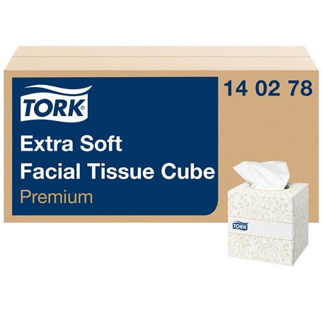 Tork 140278 Mouchoirs boîtes cubiques extra doux Premium - Blanc - 2 plis - 10