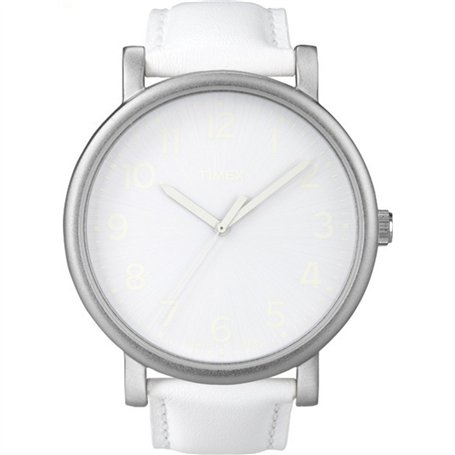 Timex -T2N345D7 - Heritage Easy Reader - Montre mixte - Quartz analogique - Boîtier en métal - Bracelet cuir blanc