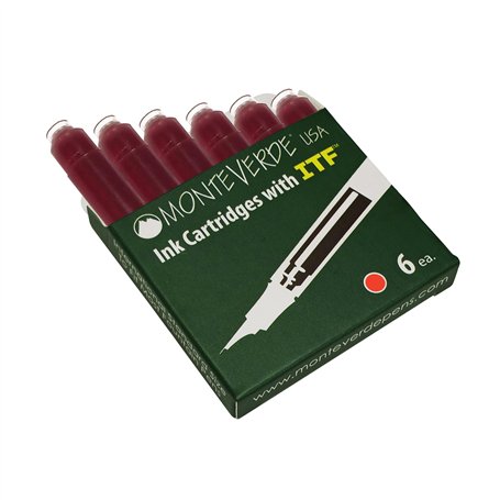 Monteverde Standard Cartouches d'Encre pour Stylo à Plume - Rouge (Lot de 6)