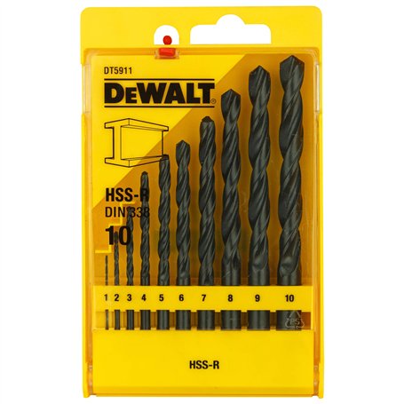 DeWalt - Série 338 HSS-R DIN Jobber Foret à métal (Lot de 10) Taille unique Multicolore - DT5911-QZ