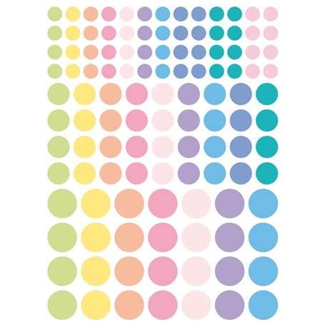 CTOP - Loisir créatif - Gommettes Rondes Couleurs Pastels diam. Assortis - 348 pièces