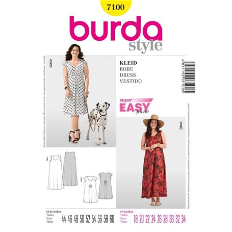 Burda B7100 Patron de Couture Robe 19 x 13 cm
