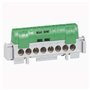 Bornier de répartition isolé IP2X terre - 1 connexion 6mm²à 25mm² - vert - L.176mm