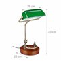 Relaxdays Lampe de banquier bureau table abat-jour vert en verre ampoule à douille E-27 notaire bibliothèque, vert