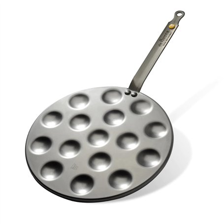 De Buyer - Poêle à Poffertjes en tôle d'acier MINERAL B - 27 cm - 16 emp. - Fabriquée en France