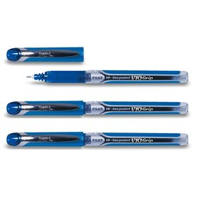 PILOT Lot de 3 Stylos roller V10 Grip Pointe aiguille Bleu
