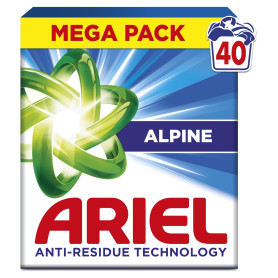 Ariel Lessive Poudre Dissolution Rapide 2.2kg, 40 Lavages, Alpine, Avec technologie anti-résidu, élimine les taches en 1 seul la Ariel Lessive Poudre Dissolution Rapide 2.2kg, 40 Lavages, Alpine, Avec technologie anti-résidu, élimine les taches en 1 seul la