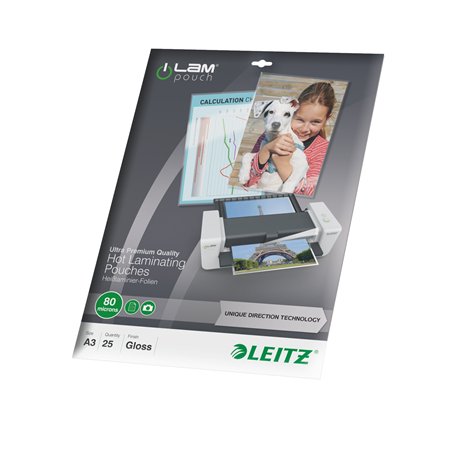 LEITZ 74860000 - Bolsas de plastificación con tecnología UDT A3 303x426 mm (caja 25) 80 micras