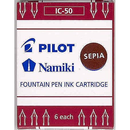 Boite 6 cartouches encre PILOT NAMIKI pour stylo CAPLESS plume IC-50 couleur SEPIA