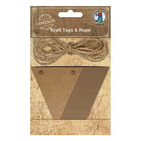 URSUS 40650005 Lot de 20 fanions en papier kraft avec ficelle de jute 4