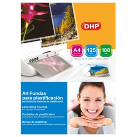 Lot de 100 pochettes plastifiées DHP Format A4 125 microns. Lot de 100 pochettes plastifiées DHP Format A4 125 microns.