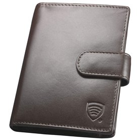 Portefeuille cuir marron compartiments rabattables, protége des cartes de crédit, débit bloquant les signaux RFID Porte-monnaie  Portefeuille cuir marron compartiments rabattables