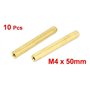 sourcing map Entretoise Hexagonale Écrou Filetage Femelle M4 x 50mm Laiton 10Pcs