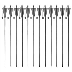 Harbour Housewares Torches de Jardin en Métal - Cône - Paquet de 12 - Torches de Jardin Argentées de 146 cm Éclairage Extérieur  Harbour Housewares Torches de Jardin en Métal - Cône - Paquet de 12 - Torches de Jardin Argentées de 146 cm Éclairage Extérieur