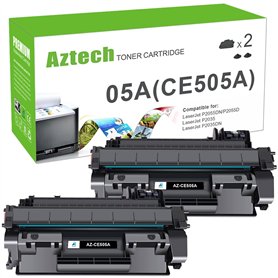 Aztech Cartouche de Toner Compatible pour HP CE505A 05A 05X CE505X CE505D Laserjet P2055DN P2035 P2055 P2030 P2035N P2050 P2055D