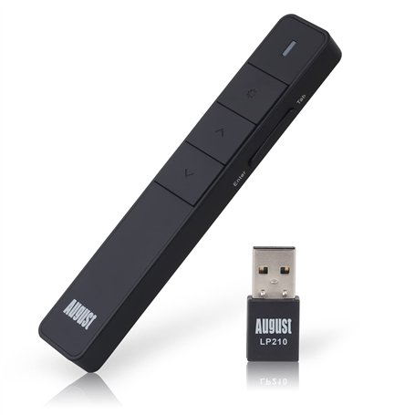 August LP210 - Télécommande PowerPoint Présentation Pointeur Laser Rechargeable - Diapo Ordinateur USB sans Fil Keynote Prezi Sl