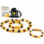 unisex Collier Ambre 33cm.+Bracelet 14cm.- 100% Plus Haute Qualité Certifié l'Ambre la Baltique Authentique Collier Perles de Pl