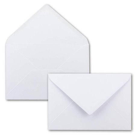 50x enveloppes DIN B6 - blanc - rabat pointe - 180 x 125 mm - 120 g/m² - collage humide sans fenêtre