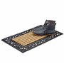 Relaxdays Paillasson fibres de coco tapis de sol rectangle résistant rayé fleur 75x45 cm antidérapant, nature/noir, 80 x 150 cm