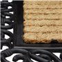 Relaxdays Paillasson fibres de coco tapis de sol rectangle résistant rayé fleur 75x45 cm antidérapant, nature/noir, 80 x 150 cm