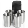 TRIXES Ensemble de 4 Petits Verres de Voyage Compacts en Acier Inoxydable avec Pochette en Simili Cuir