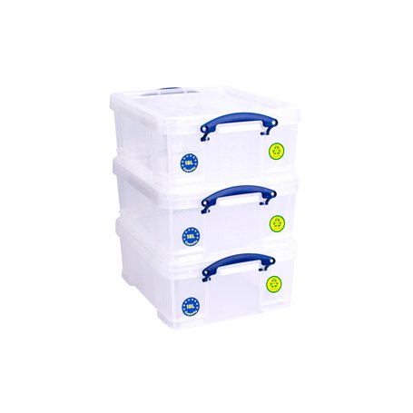 Really Useful Box Lot de 3 boîtes de rangement pour 93 CD/ 44 DVD -Transparent - 18 l - 480 x 390 x 200 mm
