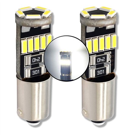 MCK Auto - Remplacement pour Ensemble d'ampoules blanches CanBus à LED H6W BAX9S 15SMD LED Ampoules