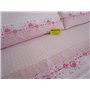 Parure de lit double en flanelle de pur coton, drap plat 240 x 280 cm. Drap housse 180 x 200 cm. 2 taies d’oreiller : 52 x 82 cm