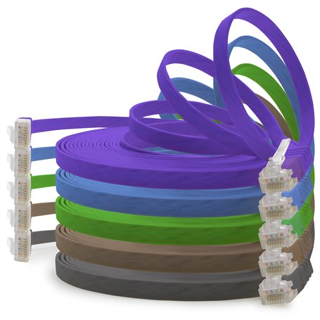 1aTTack.de Câble Réseau Cat6 Cat 6 Plat Flat Slim - 5X 2m - RJ45 Ethernet LAN DSL Routeur Modem - 5 Couleurs