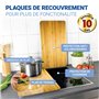 WENKO Plaque de Recouvrement Universelle Mod. Décor Bois, réglable en Hauteur pour Tout Type de cuisinière, Planche à découper e