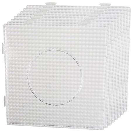 Smowo® 8 Plaques de perles de fer à repasser carrées et transparentes – Lot de plaques à brancher – Perles à repasser – 14