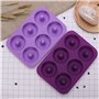Lot de 2 moules à donuts anti-adhésifs en silicone à 6 emplacements pour gâteaux, biscuits, bagels, muffins (violet foncé et vio
