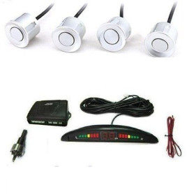 Kit 4 capteurs de stationnement blancs Cicalino sonore Affichage LED pour voiture/caravane Kit 4 capteurs de stationnement blancs Cicalino sonore Affichage LED pour voiture/caravane