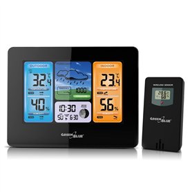 GreenBlue GB526 Station météo sans fil avec capteur extérieur Prévisions météo DCF