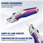 WORKPRO Cutter Professionnel en Alliage de Zinc avec Mécanisme de Changement Rapide, 4 Positions Réglables, Lames Trapèzes Réser
