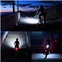 LE - Ensemble d'Éclairage de Vélo LED CREE, Lampe Vélo LED Avant et Feu Arrière Rechargeable USB et Étanche, 4 Modes d'Éclairage