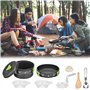 Queta 10 Pcs Cookware Casseroles Camping Poêlé en Aluminium Kit de Cuisine avec Assiette Bol Ustensiles de Cuisine pour en Campi