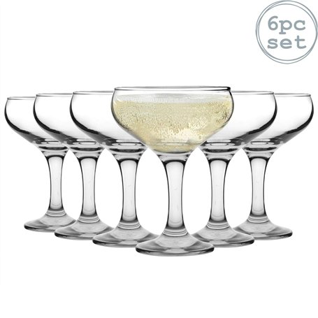 Rink Drink Soucoupes de Champagne à la patinoire - Soucoupe en Verre Coupé Vintage - Lave-Vaisselle Coffre-Fort - 200ml - Clear